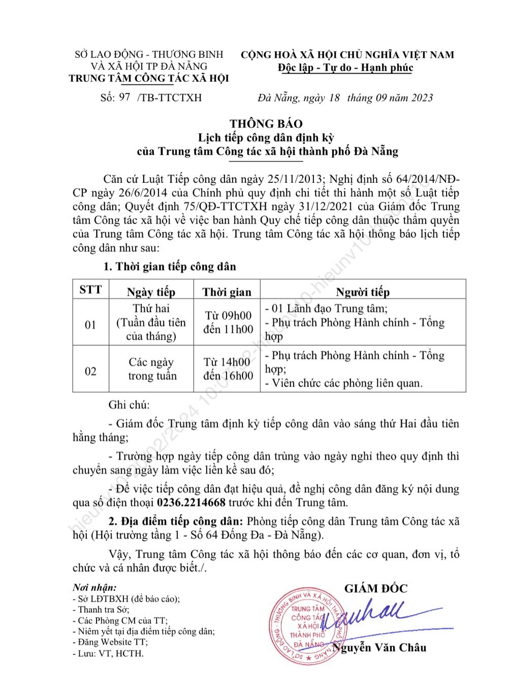Lịch tiep cong dan