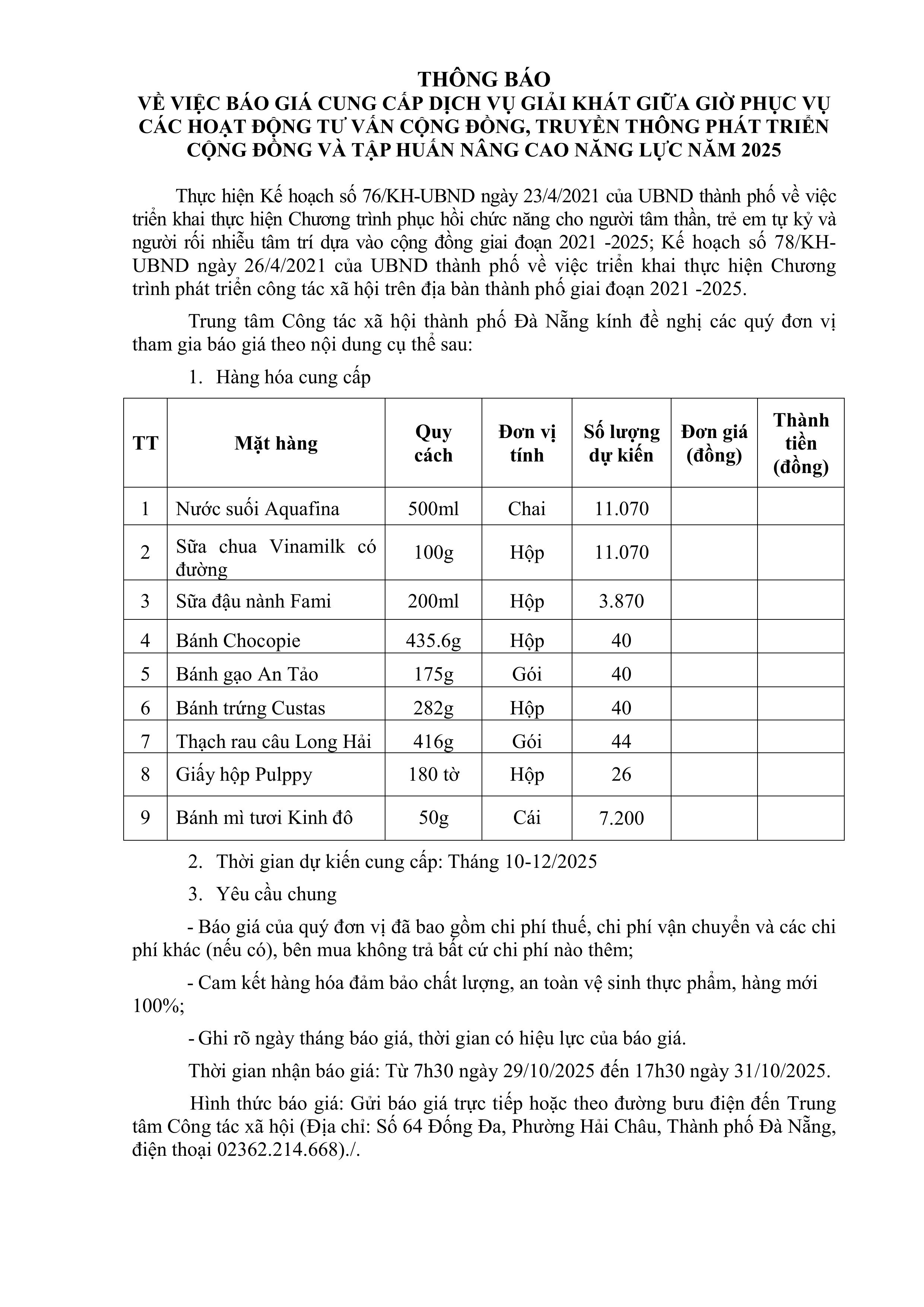 Ảnh Thong bao chao giá 29.10.2025